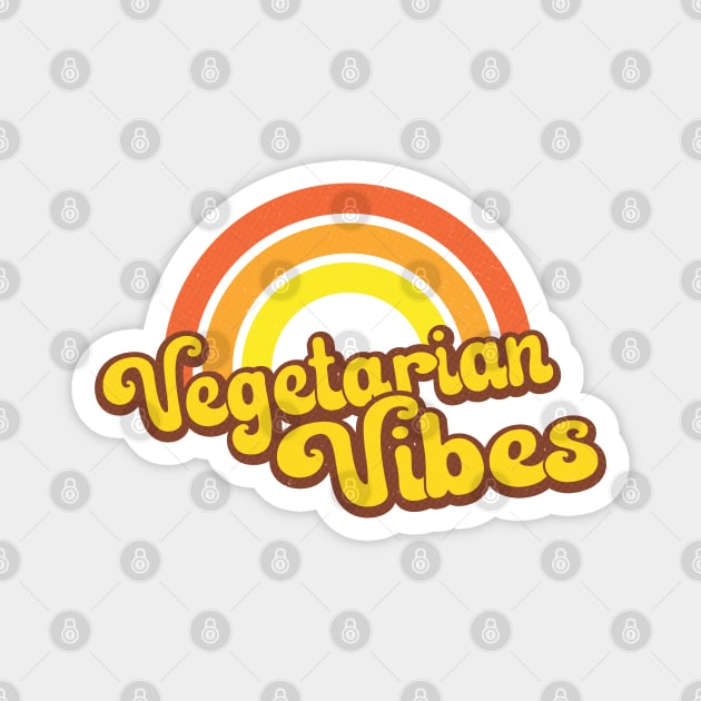 Vegetarian Retro Rainbow Orange Magnet by Jitterfly