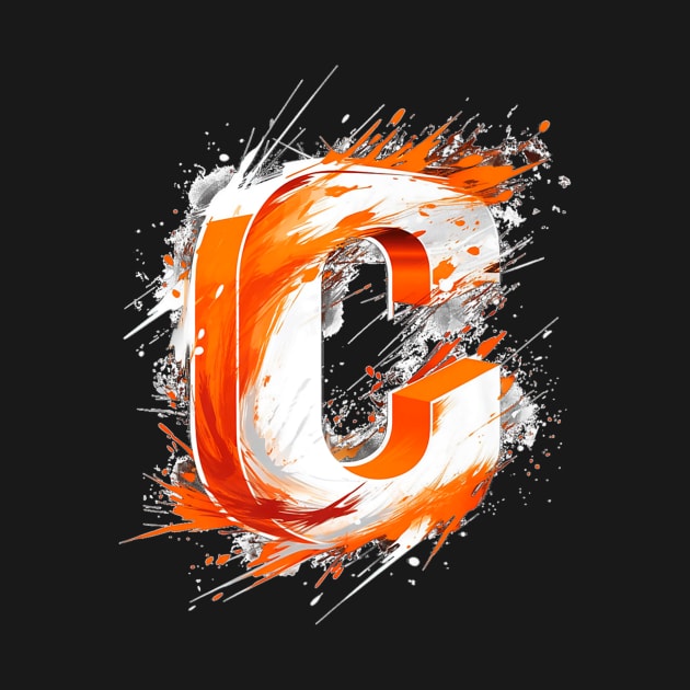 Cheer Leader Cheerleading Squad Orange Letter C by Robertconfer