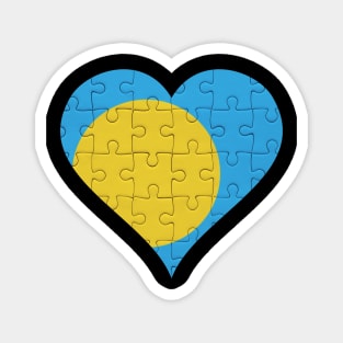 Palauan Jigsaw Puzzle Heart Design - Gift for Palauan With Palau Roots Magnet