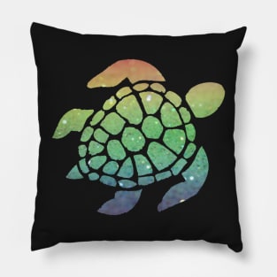 Pastel Rainbow Ombre Faux Glitter Turtle Pillow