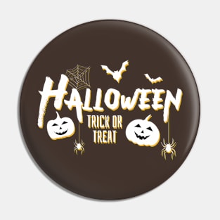 Halloween Trick or Treat With Bats and Scary Pumpkins Pin