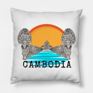Angkor Thom Majesty: Cambodia's Ancient Wonder -- Sunset Edition V3 Pillow