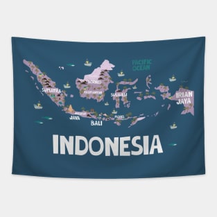 Indonesia Illustrated Map Tapestry