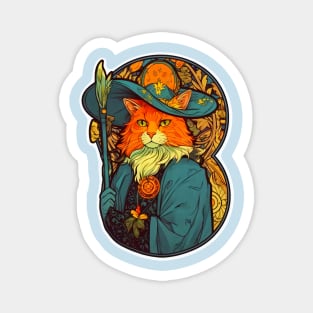 Art Nouveau Sorcerer Cat Wizard Magnet