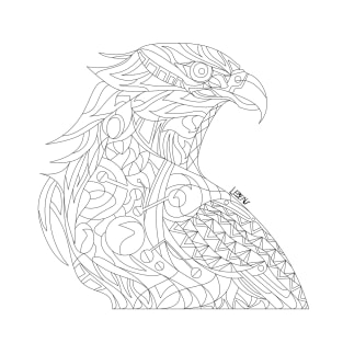 line art mecha peregrine falcon halcon ecopop in mexican techno organic tribal totonac patterns T-Shirt