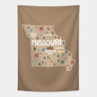 Missouri State USA Illustrated Map Tapestry