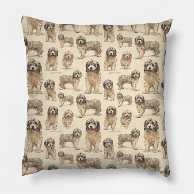 Tibetan terrier pencil drawing Pillow by Remotextiles