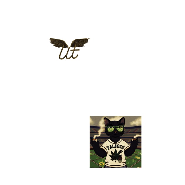 LitQ - Black Anime Cat smoking weed football inspired print by LitQ