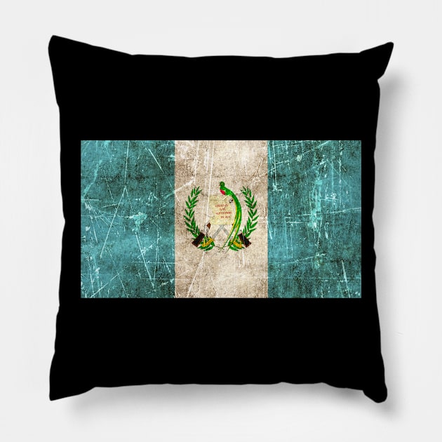 Vintage Aged and Scratched Guatemalan Flag Pillow by jeffbartels