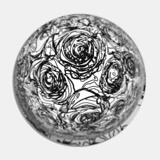 Black Goth Rose Floral Print Pin