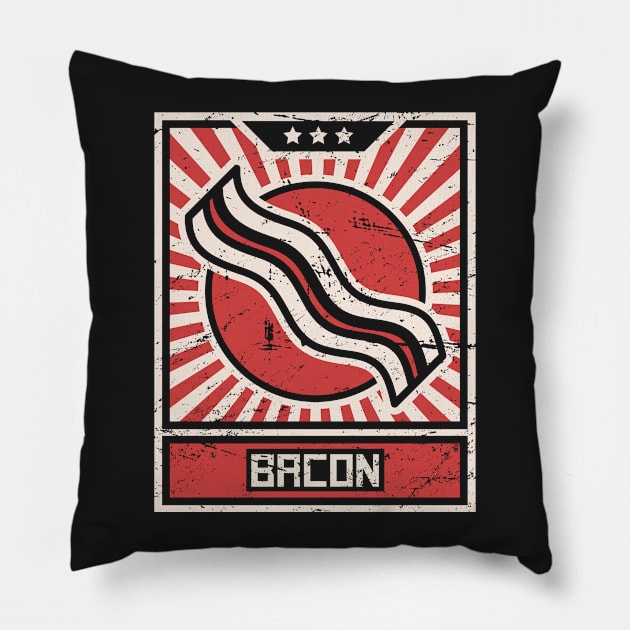 Vintage BACON Propaganda Pillow by MeatMan