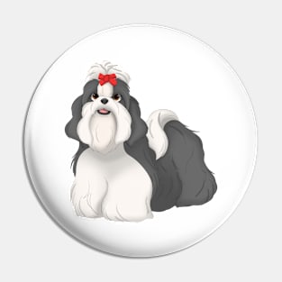 Black & White Shih Tzu Dog Pin