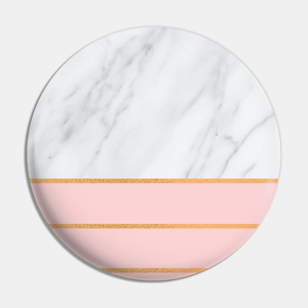 Gray and White Marble with Rose Pink and Copper Gold Stripes Pin by squeakyricardo
