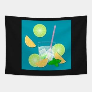 Cocktail Mojito with lemon and lime Tapestry