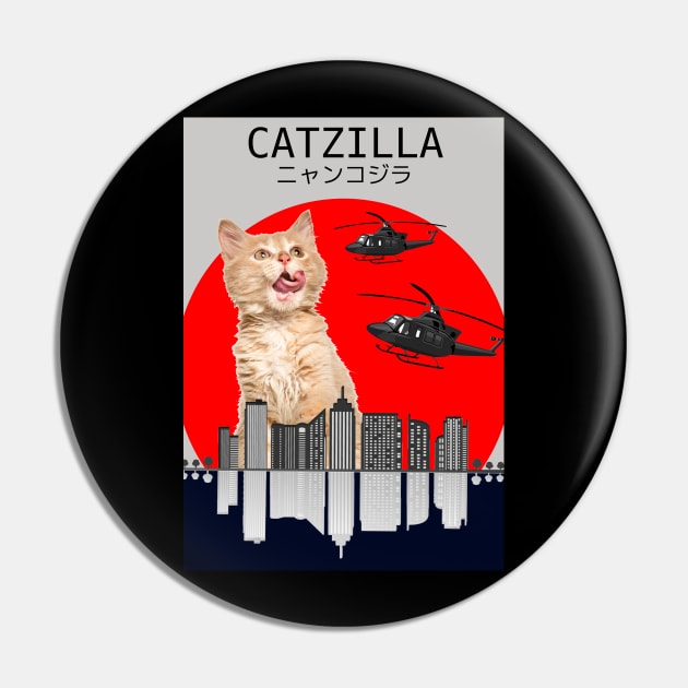 CATZILLA - GINGER CAT Pin by AdorableTees