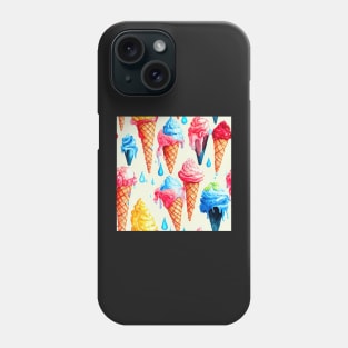 Watercolor ice cream pattern Phone Case