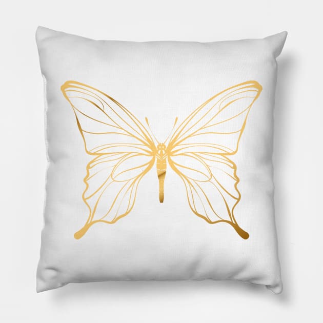 Gold Butterfly Pillow by OKUR Creative