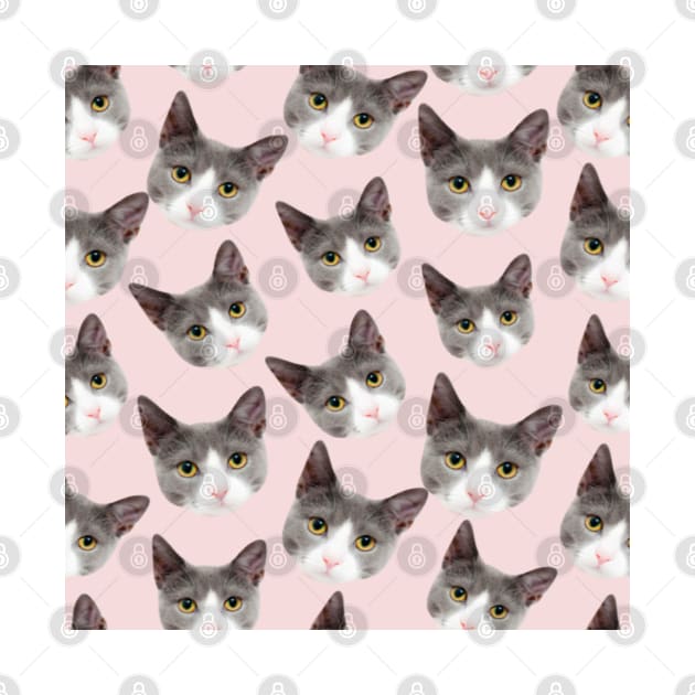 1980s Funny Kawaii cute girly pink grey kitty cat by Tina