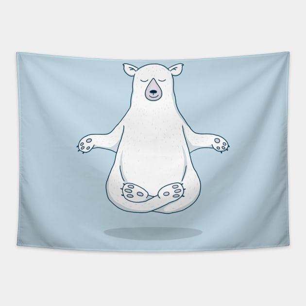 Zen Polar Bear Meditating Tapestry by Jitterfly