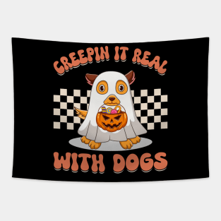 Boo-tifully Bewitched Puppy Dog Halloween Tapestry