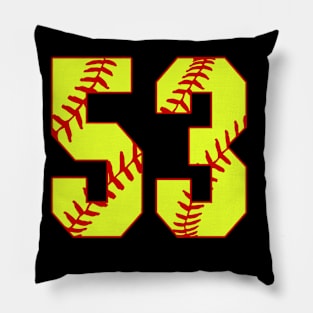 Fastpitch Softball Number 53 #53 Softball Shirt Jersey Uniform Favorite Player Biggest Fan Pillow