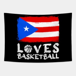 Puerto Rico Loves Basketball Tapestry