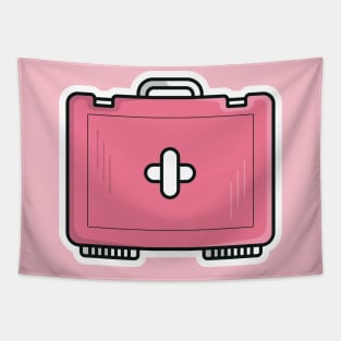 Medical First Aid Kit Sticker vector illustration. Health and medical diagnostics icon concept. Medical equipment, First aid storage, doctor's case sticker design logo with shadow. Tapestry