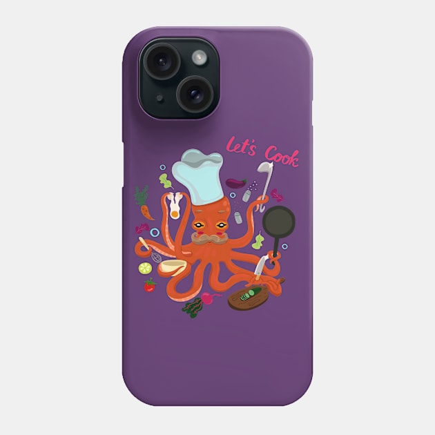 Octopus Let s Cook Phone Case by Mako Design 