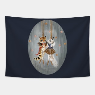 Cecil the leopard and Belle the arctic fox Tapestry