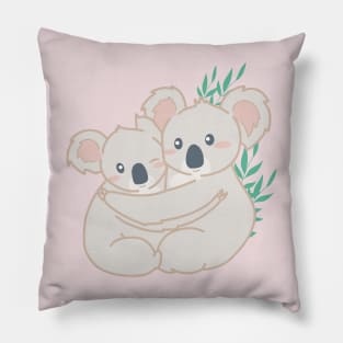 Cute Koalas Hugging Drawing Illustration Pillow