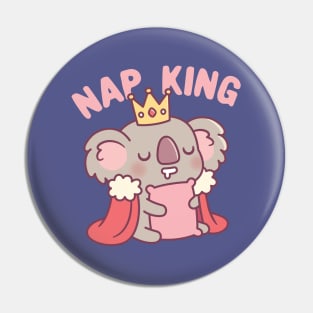 Cute Sleepy Koala Bear, Nap King Funny Pin