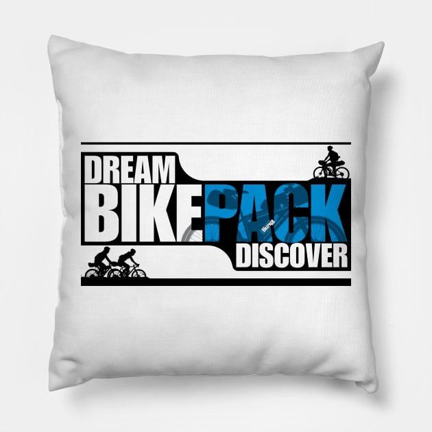 Dream Bikepack Discover Blue on Light Color Pillow by G-Design