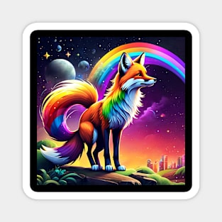 Rainbow Fox Magnet