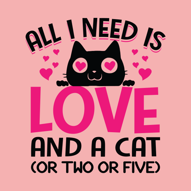 Funny Cats Quotes Cute Kitty Kitten: All I Need Is Love And A Cat Or Two Or Five Funny Sarcastic Cat Meme Gift by Kribis