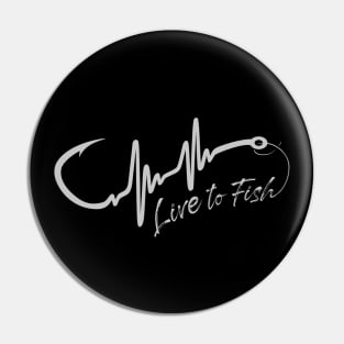 Live to Fish Heartbeat Logo Pin