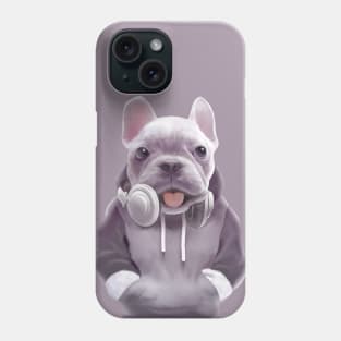 French Bulldog Puppy with Headphones Phone Case