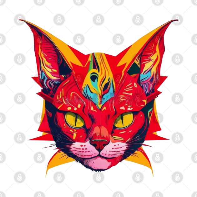 Funky Pop Art Cat Head by FunkyColorShop