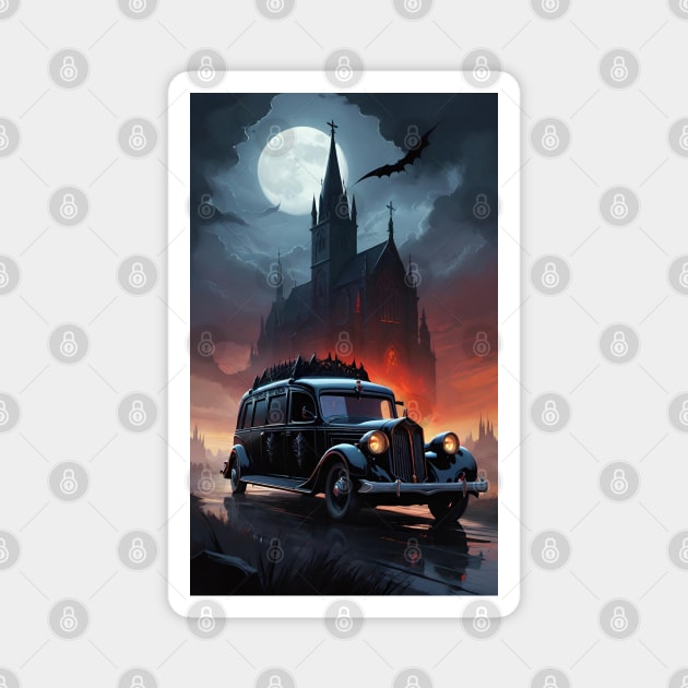 Hearse Road Trips Magnet by Grave Digs