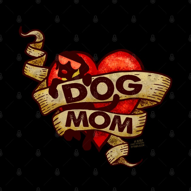 Dog Mom Retro Tattoo Heart by Jitterfly