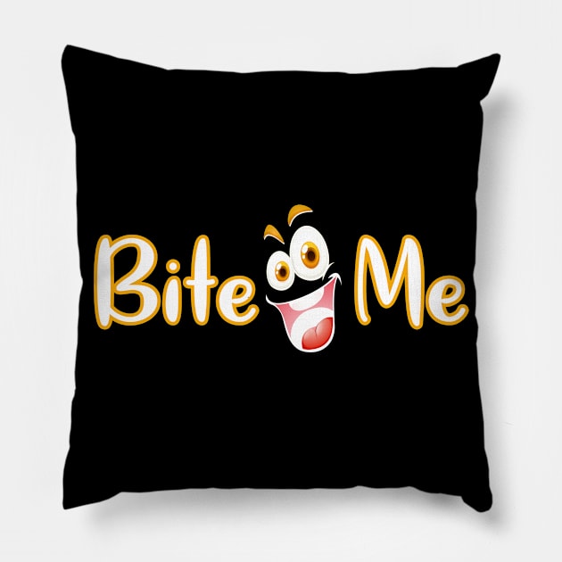 Bite me tee design birthday gift graphic Pillow by TeeSeller07