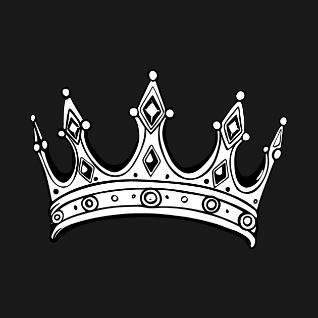 monochrome crown illustration, outline drawing, coloring page by InshynaArt