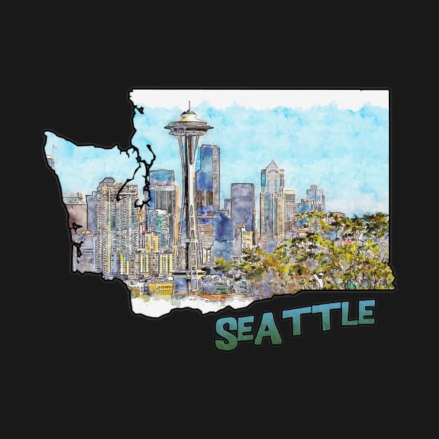 Washington State Outine (Seattle Drawing) by gorff