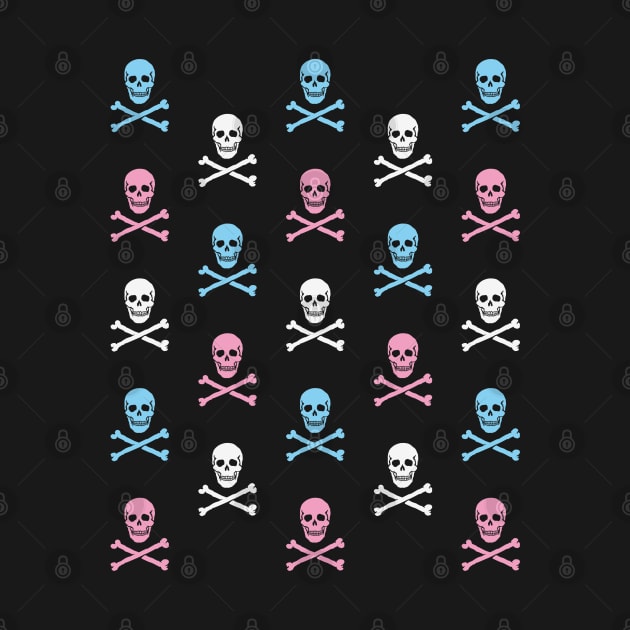 Skull & Crossbones / Jolly Roger (Pattern / White - Pink - Cyan) by MrFaulbaum