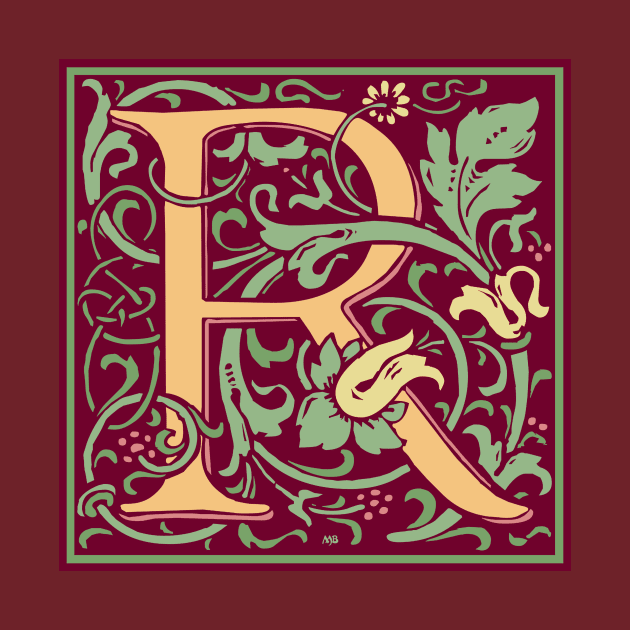 William Morris Vintage Letter R by MatchbookGraphics