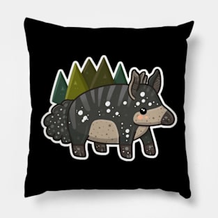 Cute Mountain Tapir Illustration - Adorable Animal Art Pillow