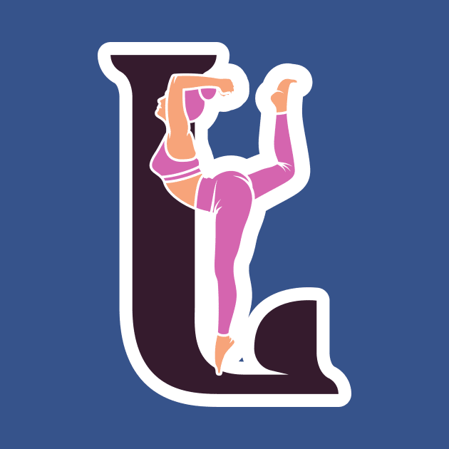 Sports yoga women in letter L Sticker design vector illustration. Alphabet letter icon concept. Sports young women doing yoga exercises with letter L sticker design logo icons. by AlviStudio