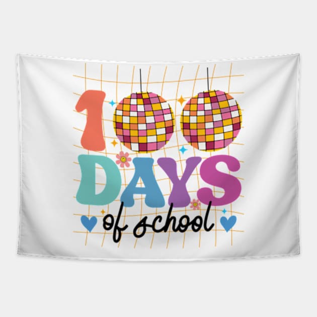 Kids Disco Ball 100 Days Of School Funny 100th Day Tapestry by RiseInspired