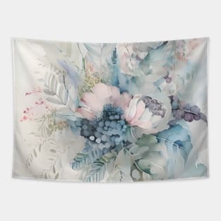 Vintage Blush Pink Botanical Floral Watercolor Bouquet Painting Tapestry