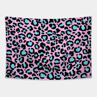 Leopard Pattern in Blue Ice and Pale Rose Tapestry