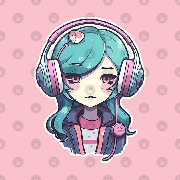 Cute headphone anime girl by AestheticsArt81